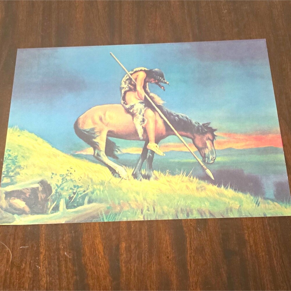 The End of the Trail Lithograph Print Native American Indian 16x12